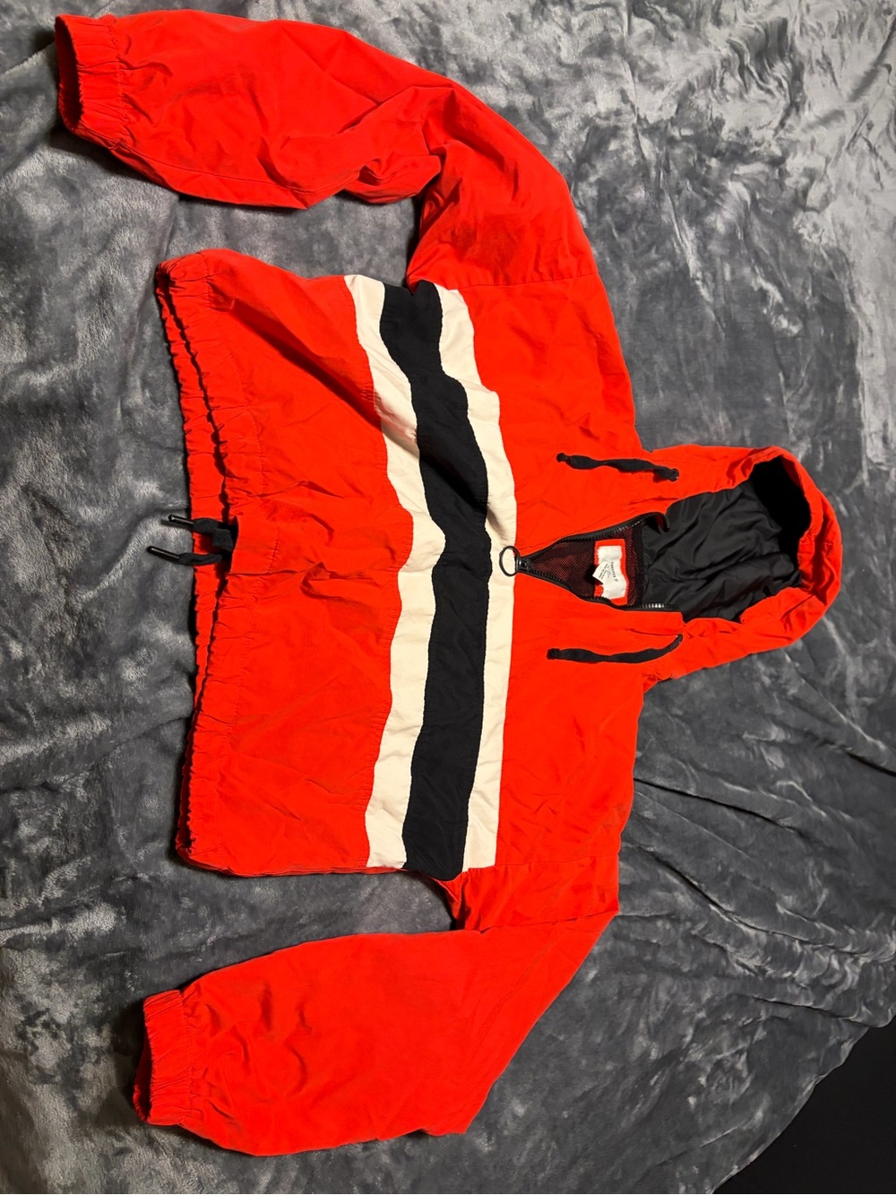 Forever 21 Red Hooded Jacket with Black Trim